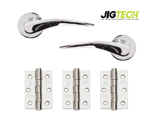 Black And Brass Reeded Interior Door Handle Set - Sprung Lever With Round Rose, Boutique Style