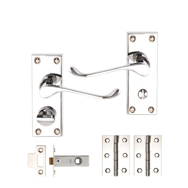 Victorian Scroll Polished Chrome Door Handles Kit