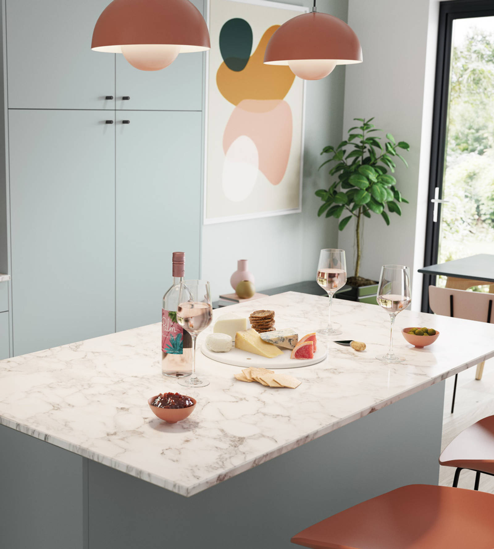 Nova by Magnet. Affordable slab door kitchen available in matt and super glass. 6 colours to chose from.