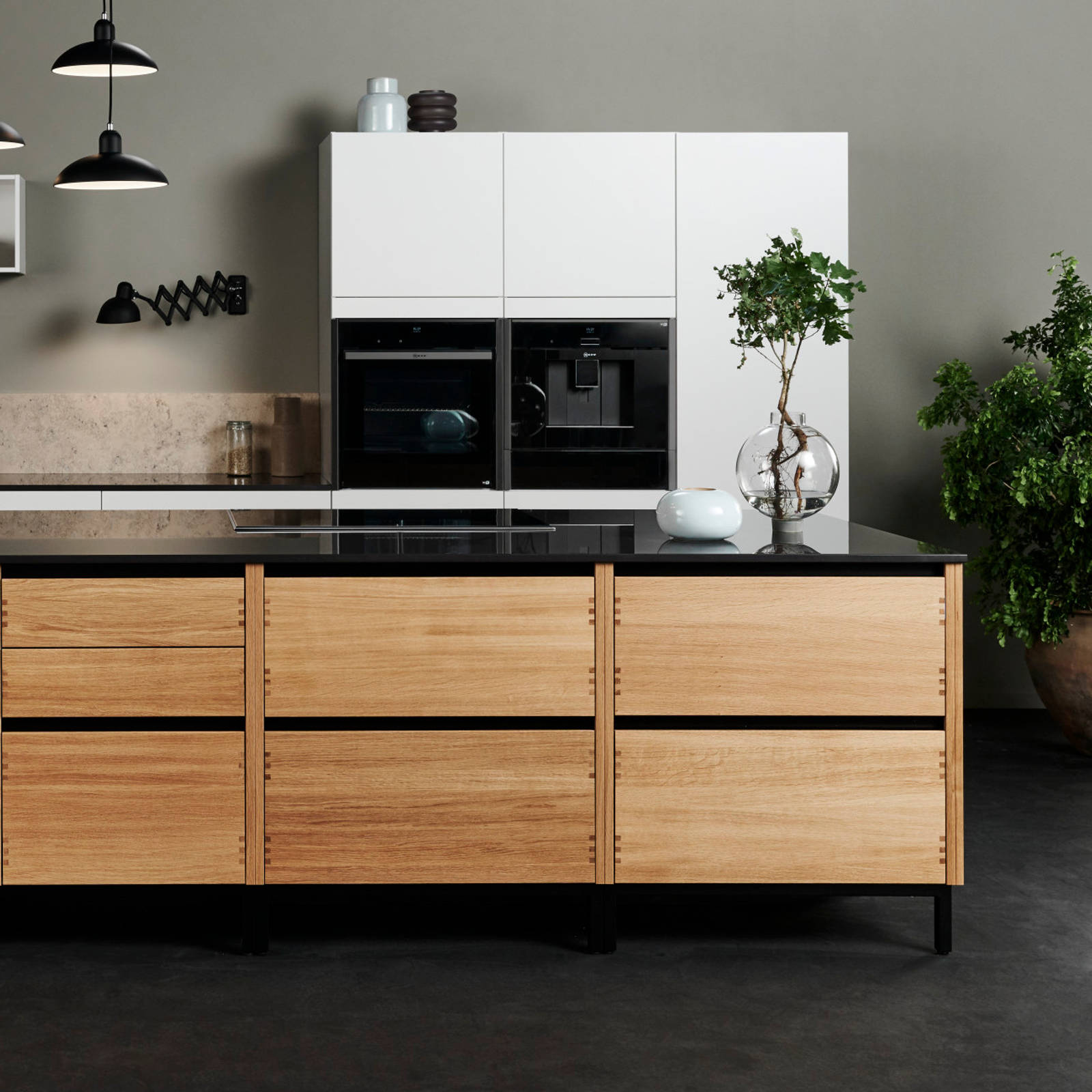 Glød køkkenø fingertappet massiv træ