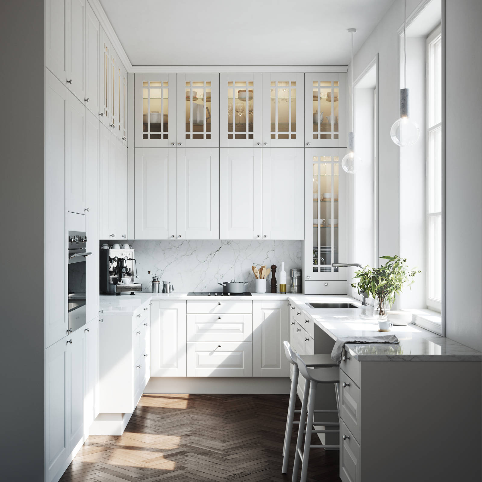 Eksklusivt tradisjonskjøkken med herskapelig preg. Klassiske speilfronter med fylling og markerte profilspor som gir dybdevirkning og skyggespill. Herregaard leveres med fronter i MDF eller eik.