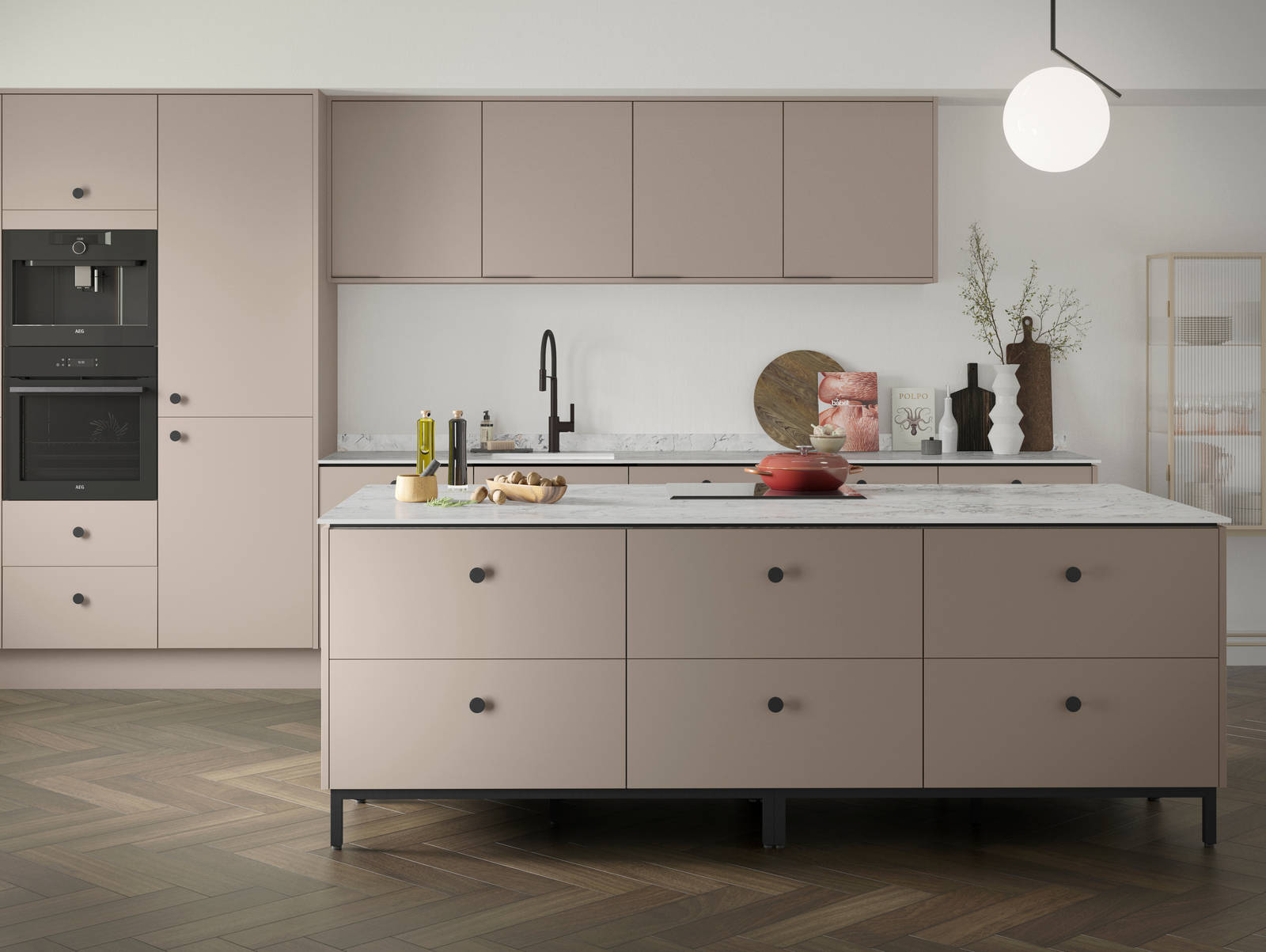 Soho Truffle Oil kitchen, a premium painted slab door from Magnet.