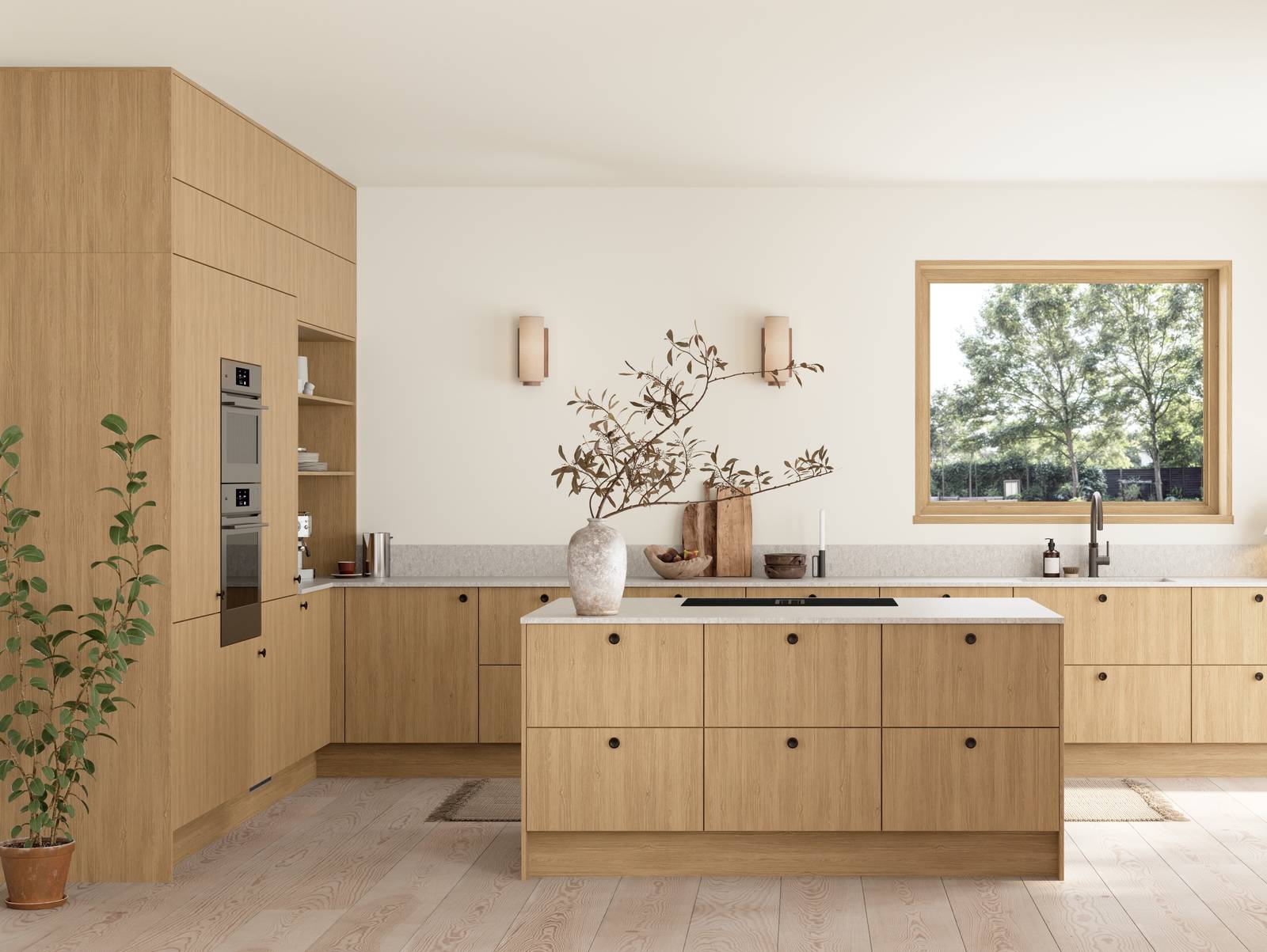 Favn er et kvalitetskjøkken inspirert av naturen. En vakker front i stående finer som gir hele kjøkkenet liv.