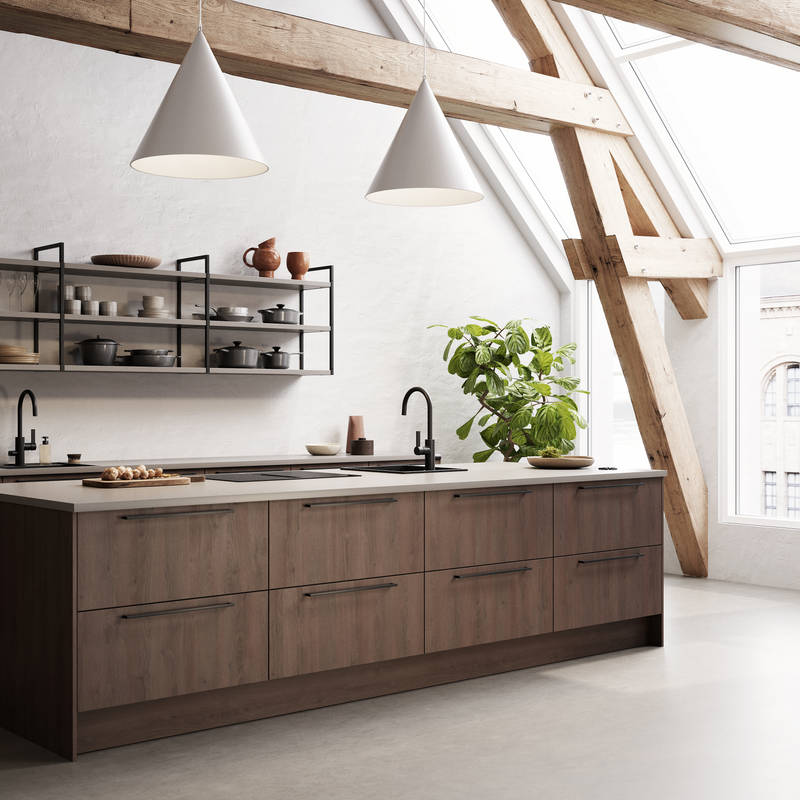 Kök Malevik brun med stor köksö -  Marbodal