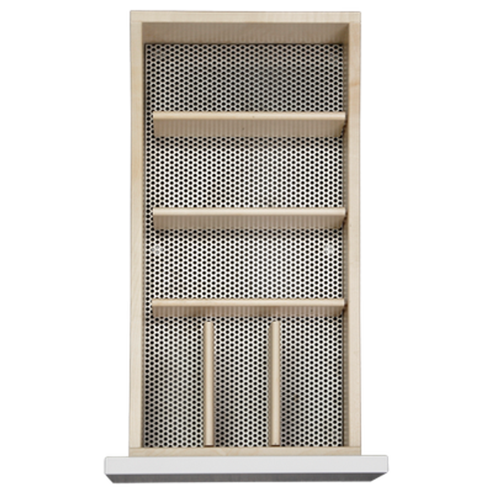 Organizer in stainless steel and wood for 30 cm drawer