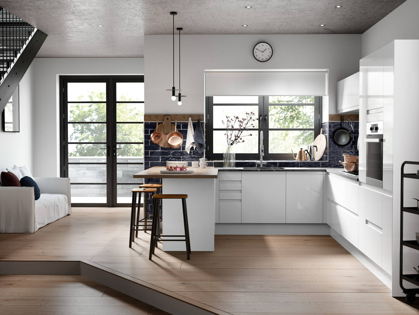Luna Kitchen from Magnet. An affordable handless look with integrated J Pull doors for a stylish and modern look.