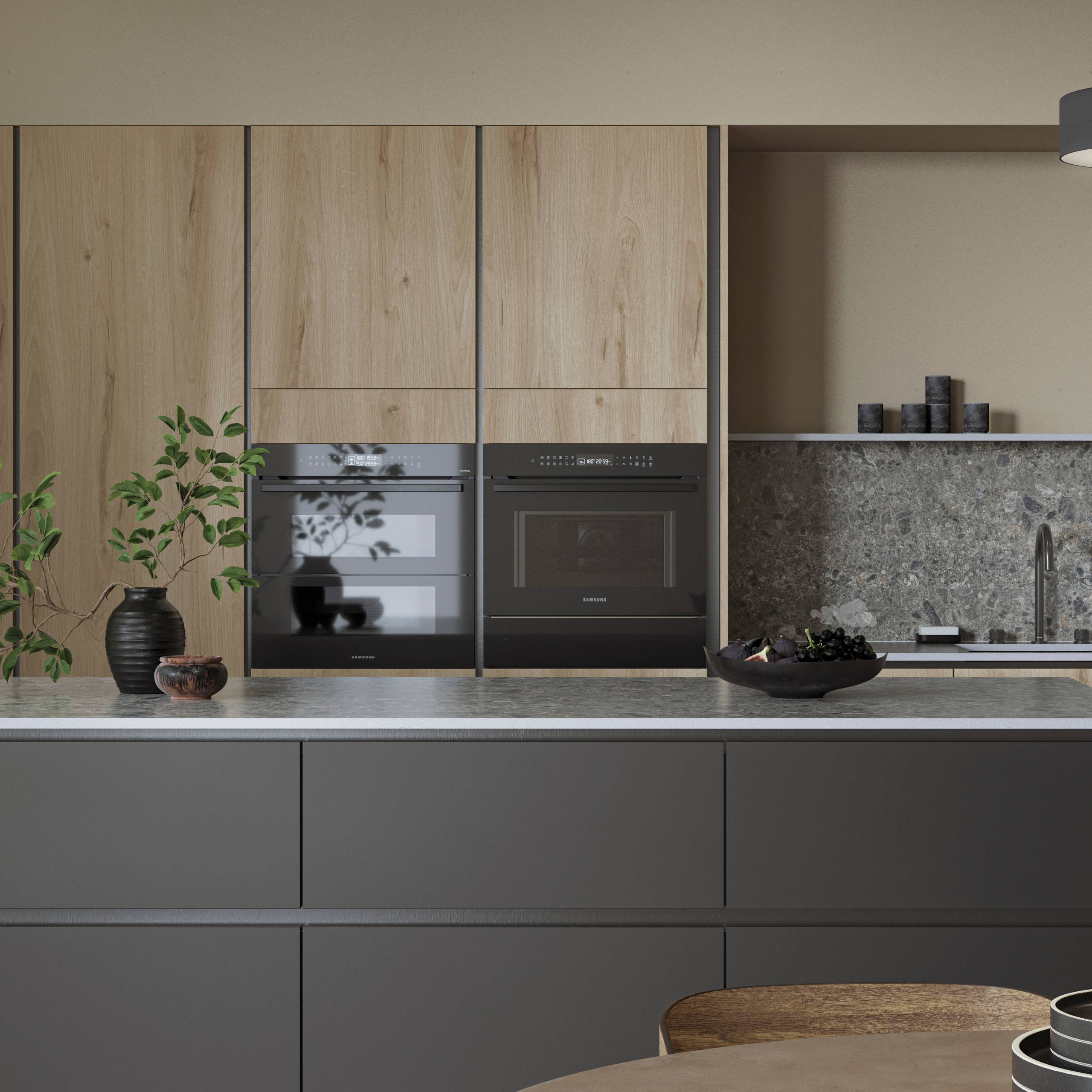 Integrated handles give Integra Portobello a sleek modern finish, perfectly offset by its organic woodgrain texture - crafted from premium Italian materials.