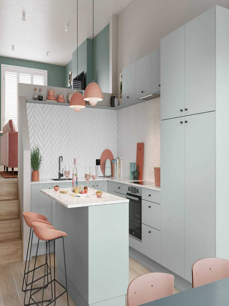 Nova by Magnet. Affordable slab door kitchen available in matt and super glass. 6 colours to chose from.