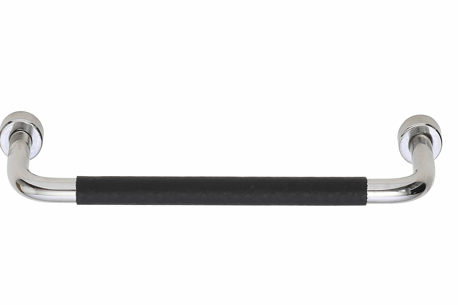 Duett krom med sort skinn, cc 128 mm knotter og håndtak norema kjøkken