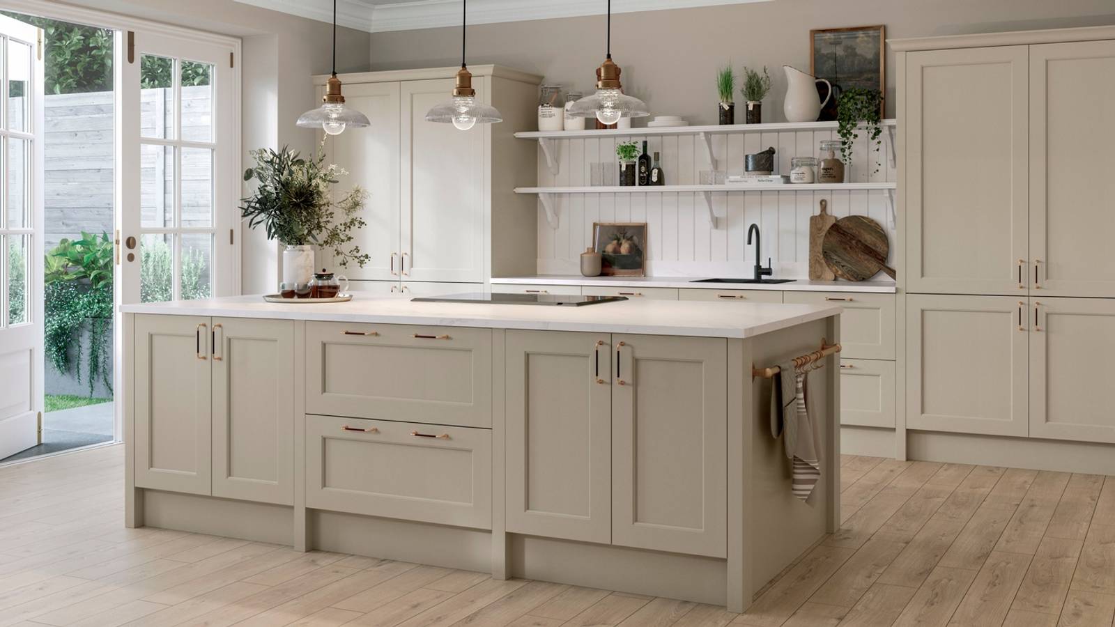 Ludlow kitchen. Our latest Shaker door, with a modern country-style. Available in all 20 Magnet Create colours.
