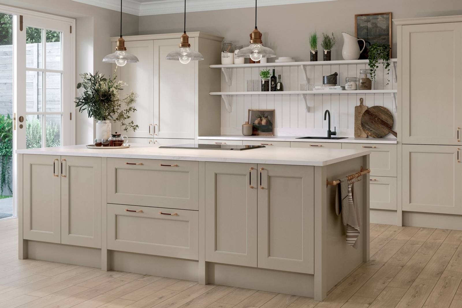 Ludlow kitchen. Our latest Shaker door, with a modern country-style. Available in all 20 Magnet Create colours.