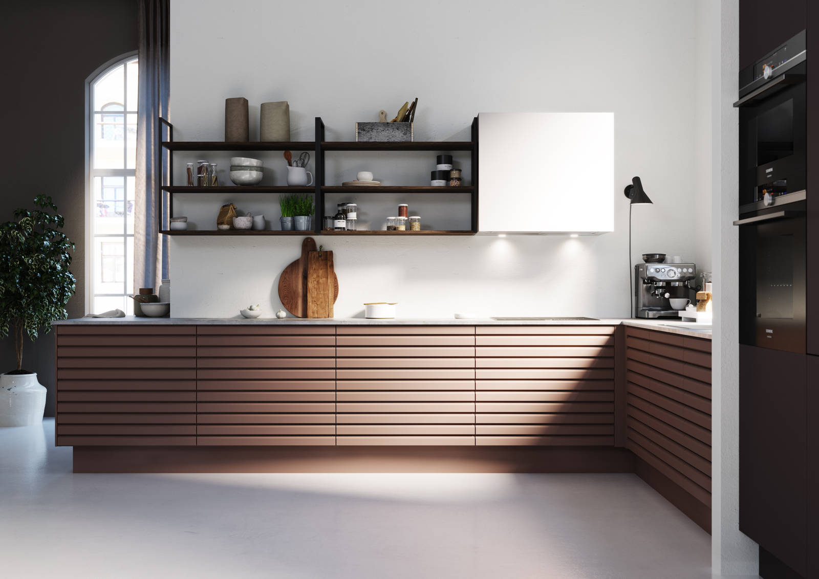 Kjøkkenmodellen Eikeli representerer en lun og nordisk eiketrend. Med sine malte lamellfronter i heltre eik, byr modellen på referanser til både kulinarisk bistro og urbane kafémiljøer.  Eikeli fåes kun som underskap.