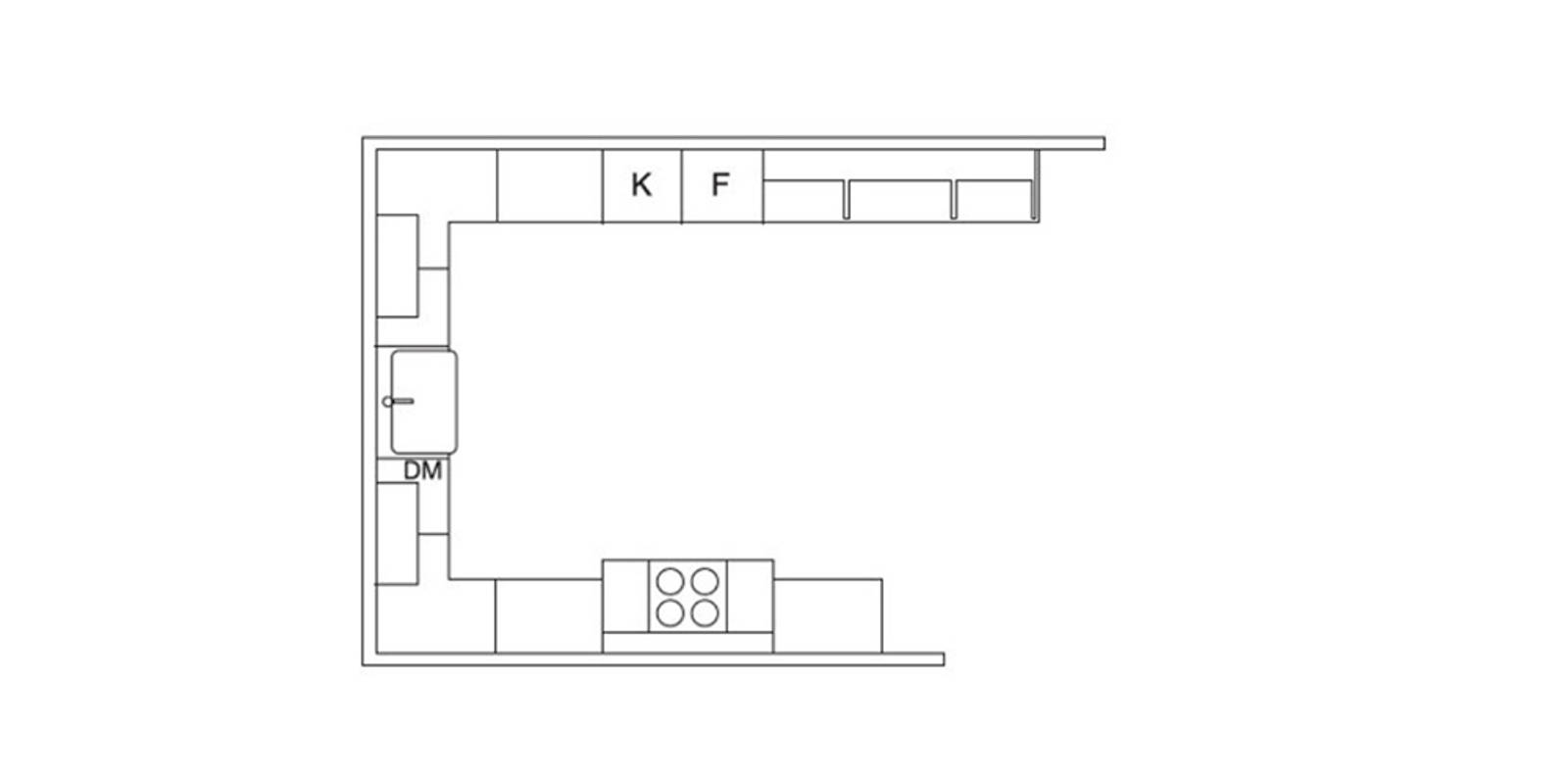 Illustration av u-format kök
