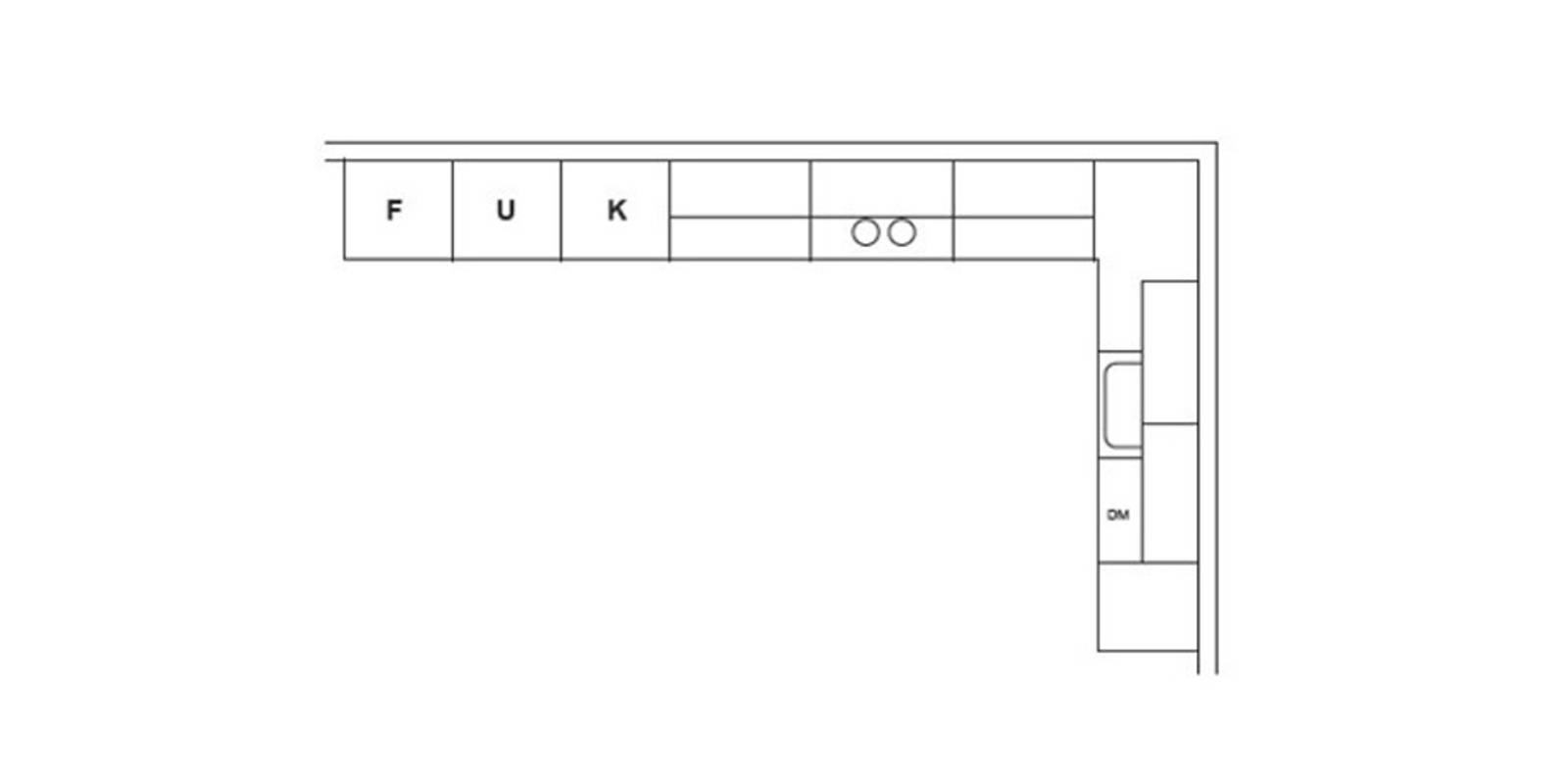 Illustration av vinkelkök