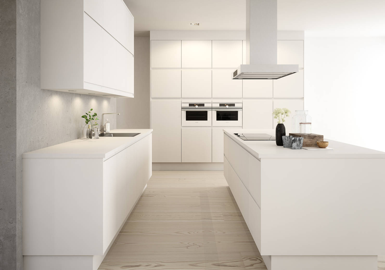 Herlig trendkjøkken med slette fronter og innfreste grep, som markerer modellens linjerene design. Horisont kjennetegnes av en klar og kjølig friskhet, noe som representerer ny nordisk design på sitt beste.