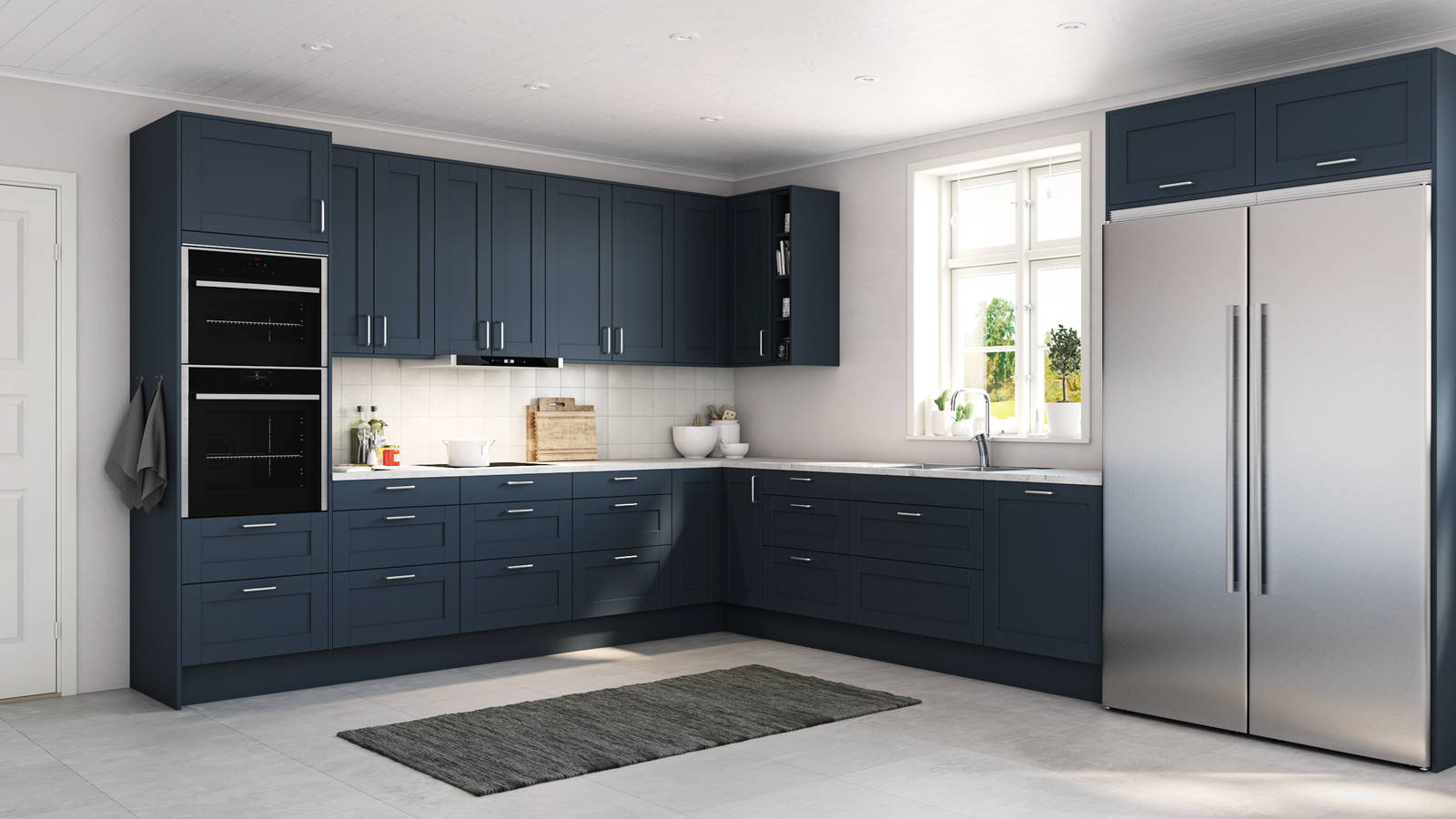 Nett og tidløs crossover-modell. Fronter med enkel ramme og slett fylling, noe som kombinerer vintage kjøkkendesign med et moderne uttrykk.