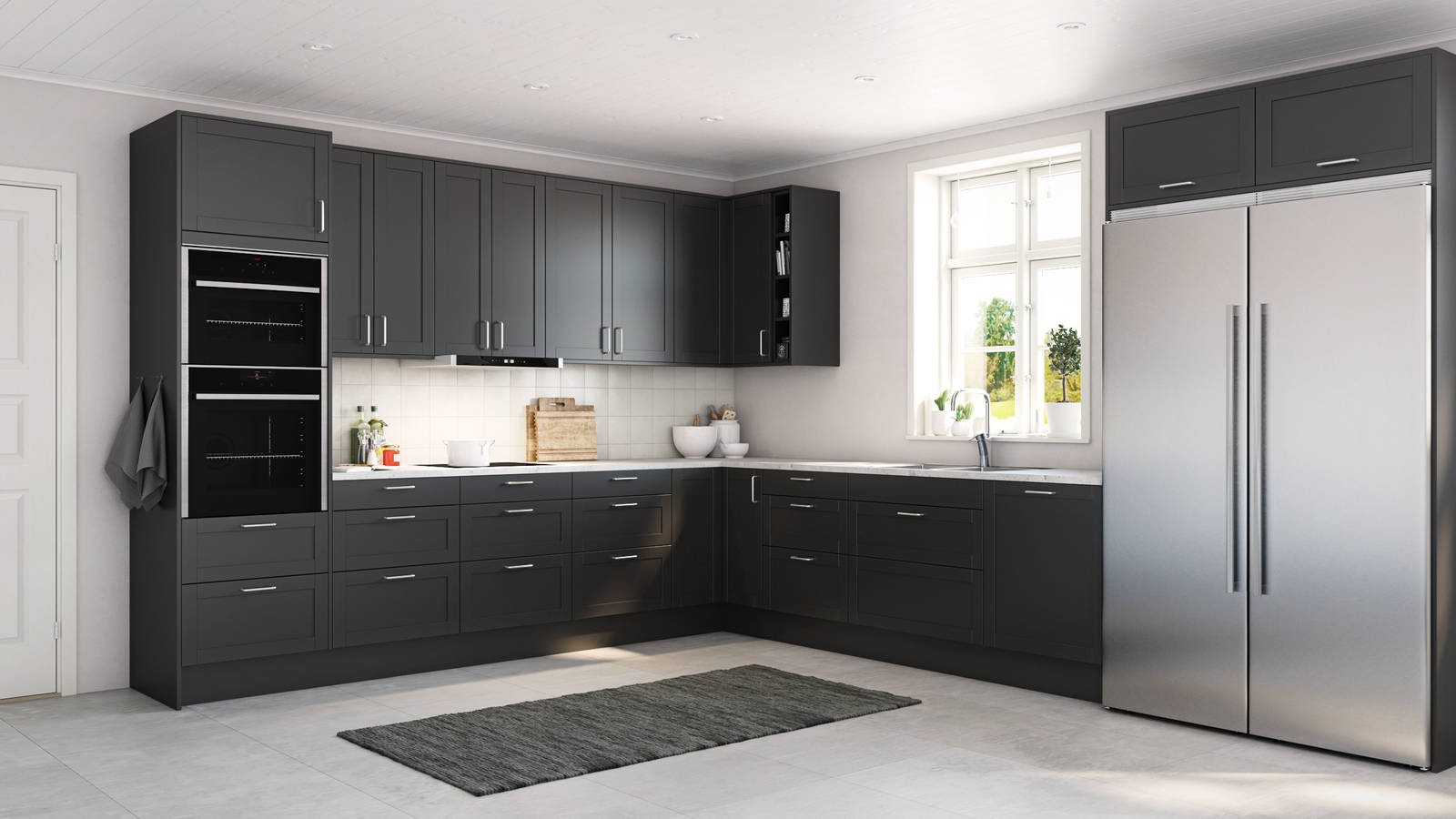 Rustikk og landlig kjøkkenmodell i heltre eik. Front med enkel ramme og slett fylling gjør at du kan variere uttrykket på kjøkkenet fra det helt moderne til det rustikke landlige preget alt etter hvilket tilbehør du velger.