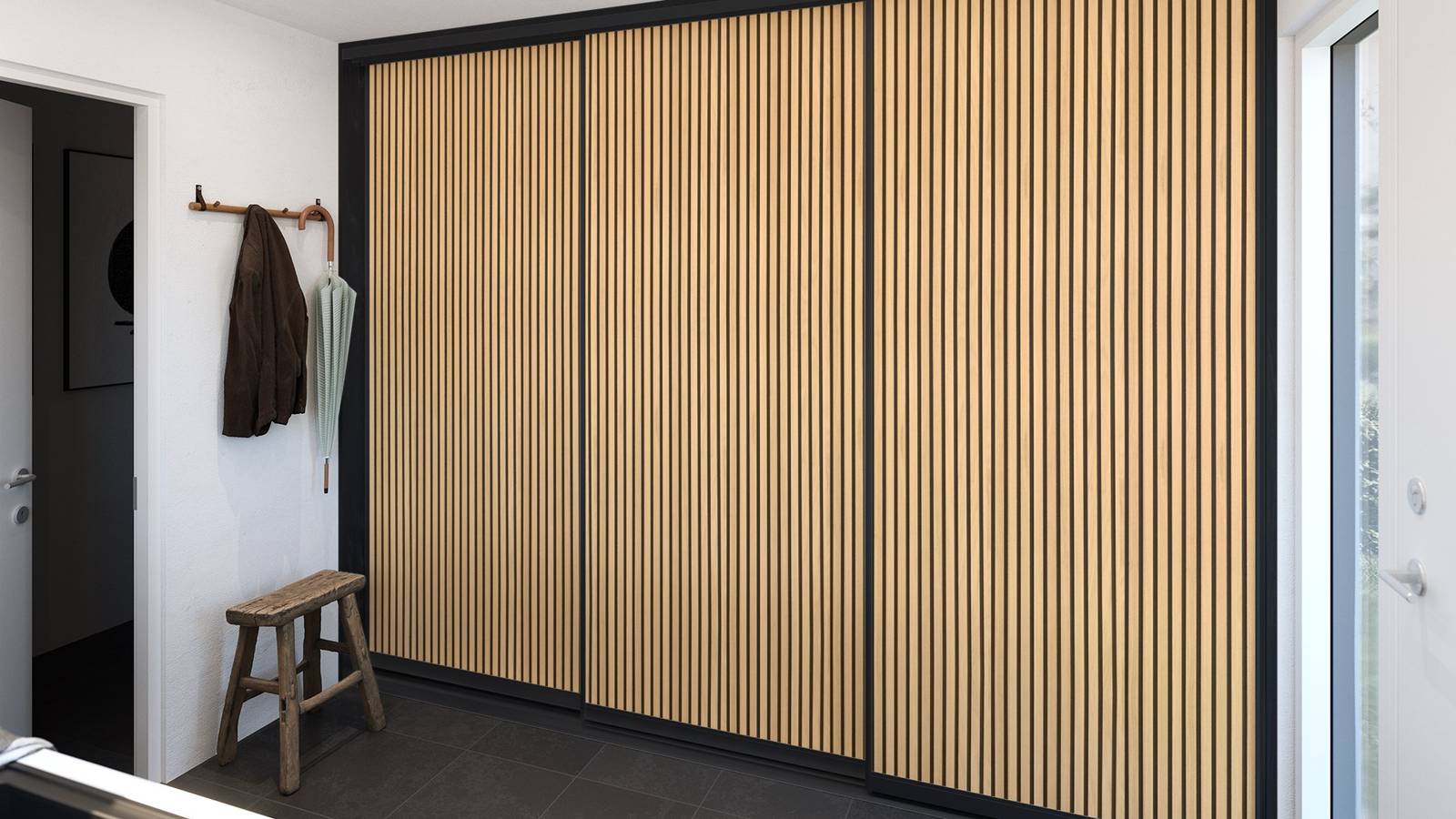 Entre garderobe lamel skydedøre