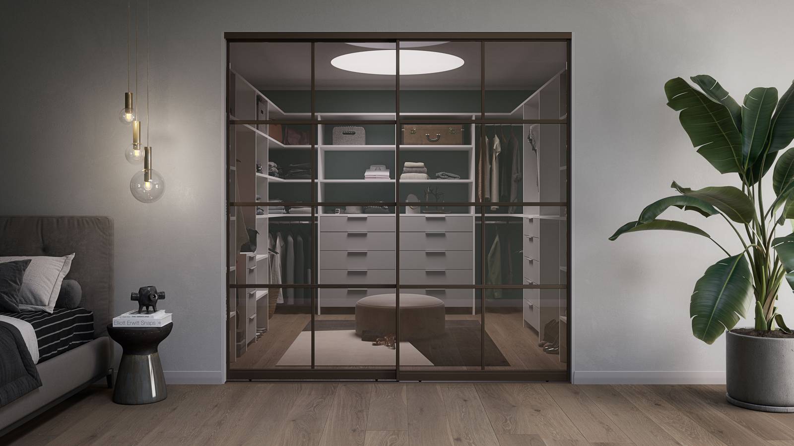 Walkin garderobe new yorker skydedør