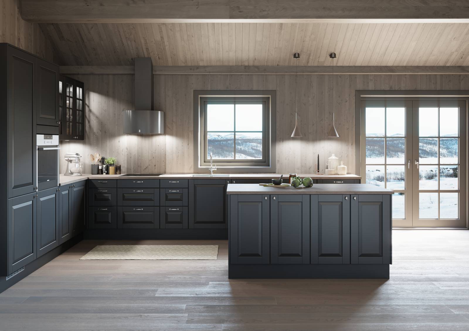 Norema Edel mørk grå eik S 7500-N - hyttekjøkken - klassisk kjøkken