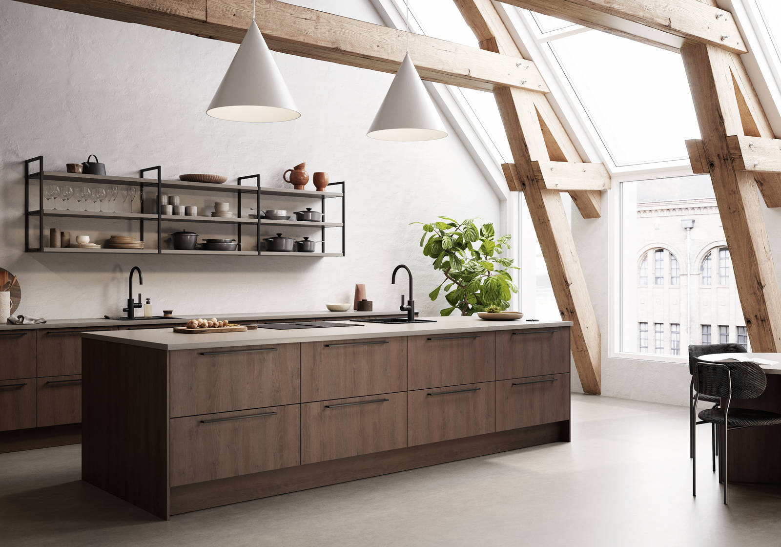 Kök Malevik brun med stor köksö -  Marbodal