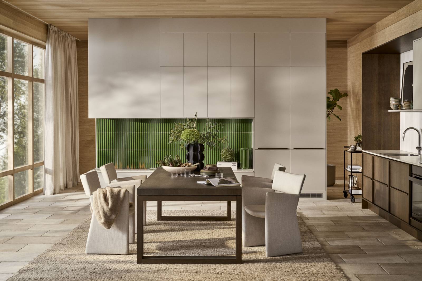 Marbodal - kök Signatur Ekbacken i ek faner brunbetsad i kombination med Arkitekt plus i köksfärg beige