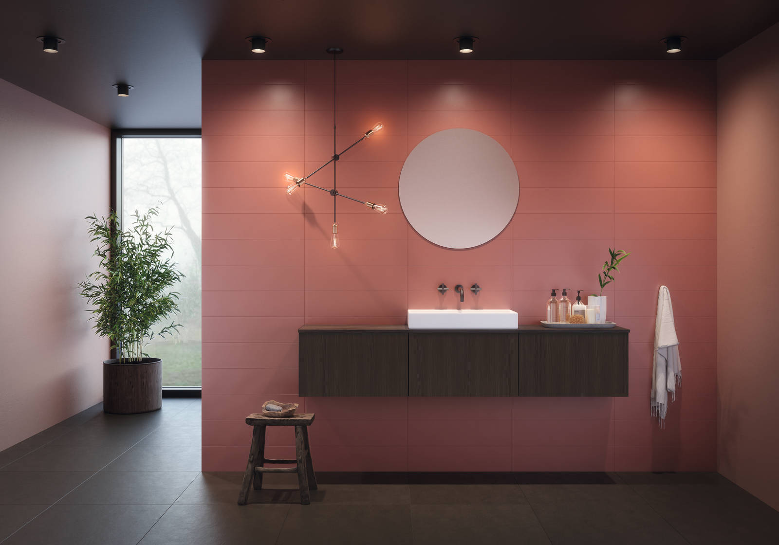 Med stående struktur av mørk alm er Bark en
modell som har et dempet, organisk uttrykk.