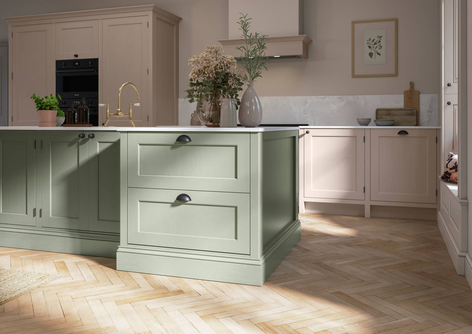Ludlow kitchen. Our latest Shaker door, with a modern country-style. Available in all Magnet's colours.