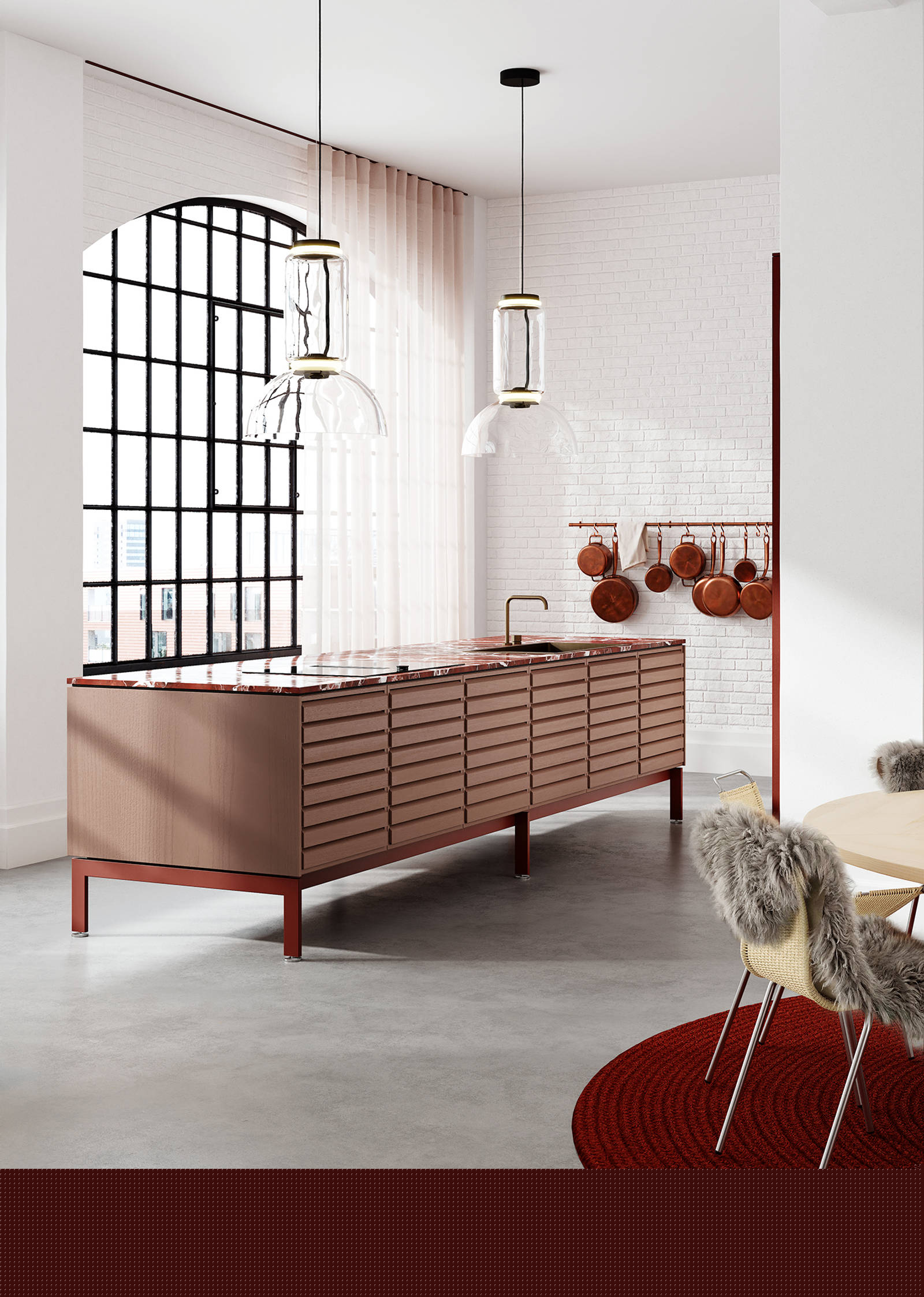 Nya färger till ditt kök? Rosa köksö med Rosso Levanto marmor