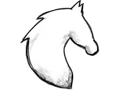 An illustration of the head and mane of a horse