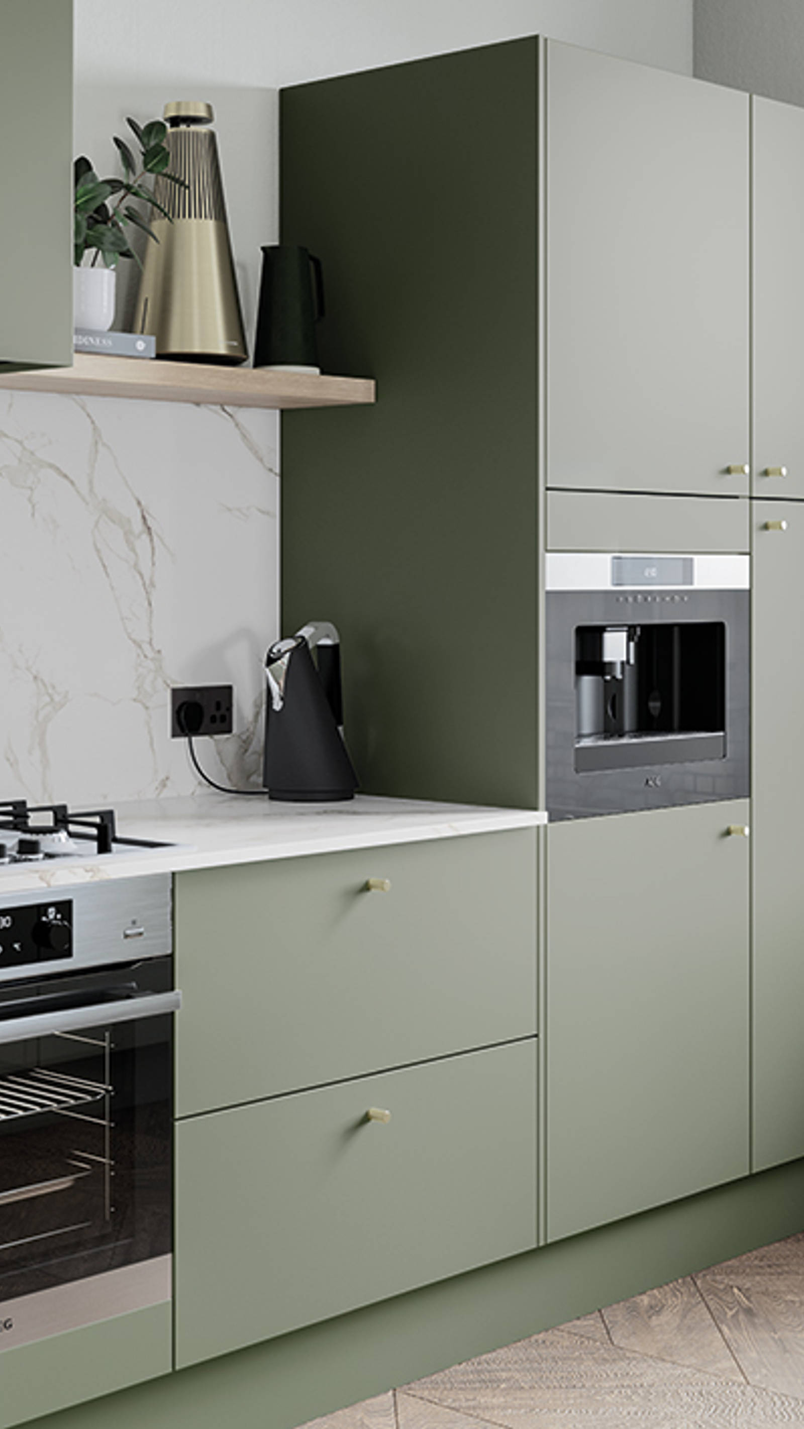 Soho from Magnet. Bold slab doors style this premium contemporary kitchen design available in 20 colours.