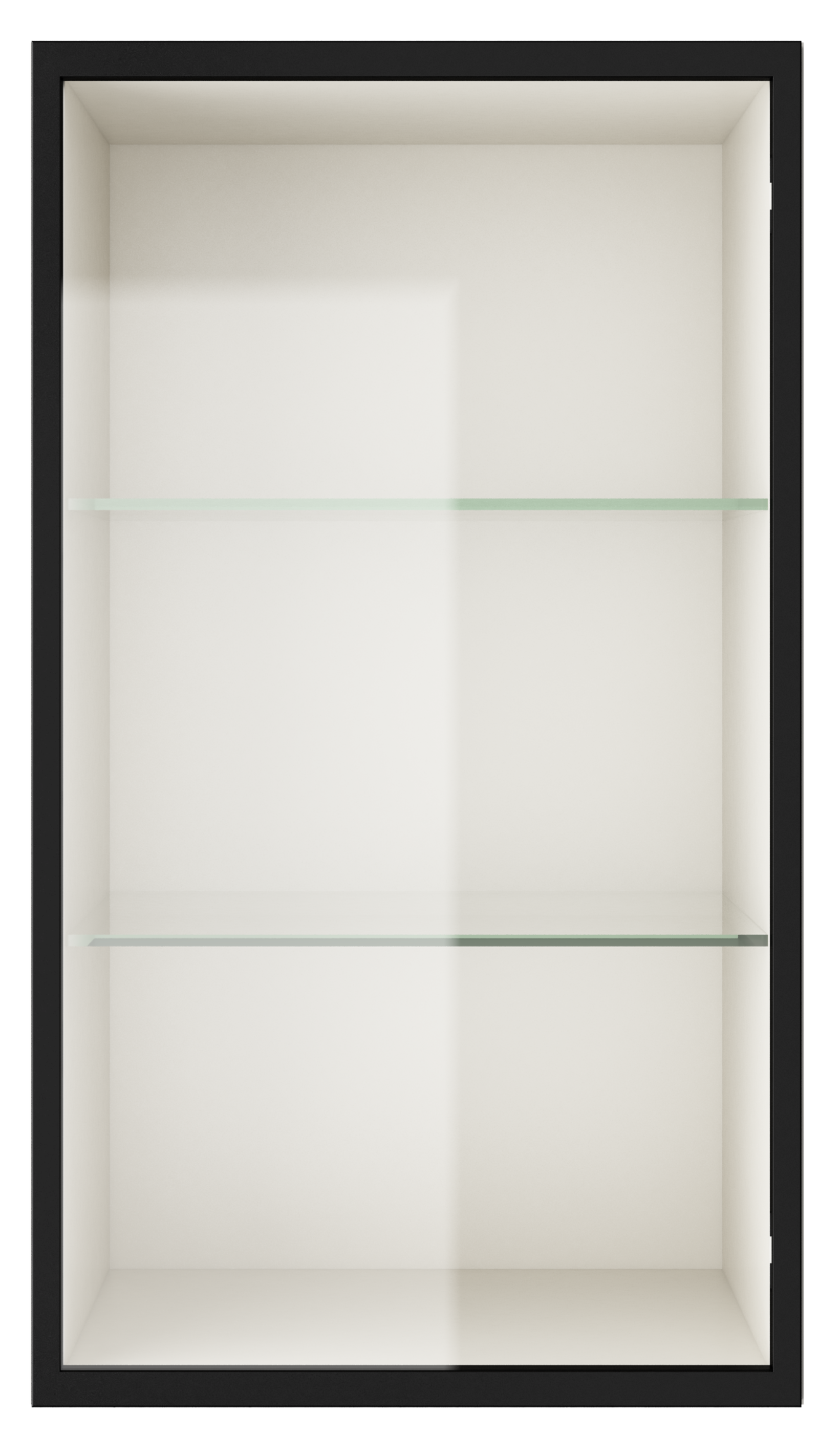 vitrinlucka med glas och svart aluminiumram
