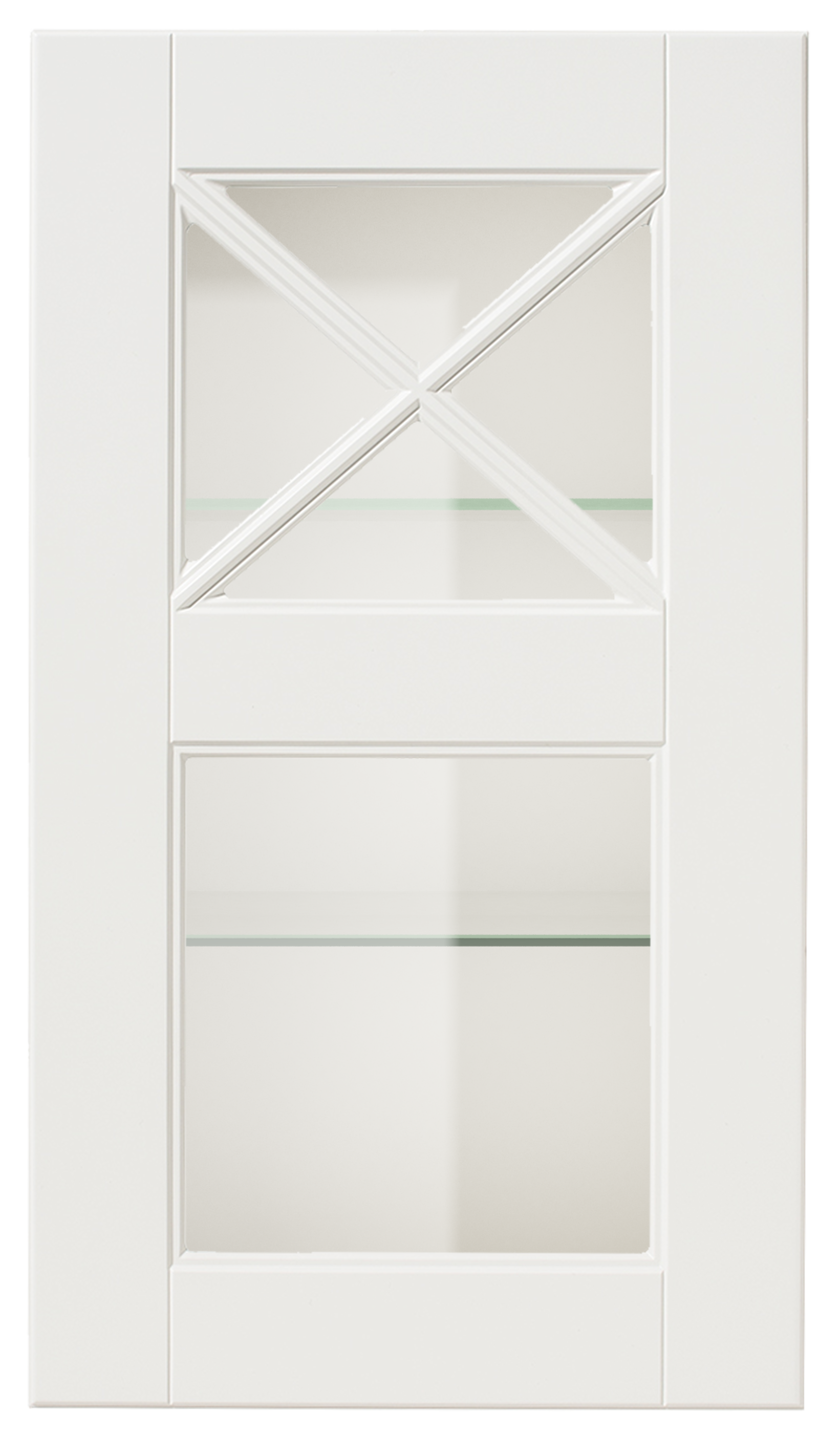 Form vitrinlucka med kryss-spröjs