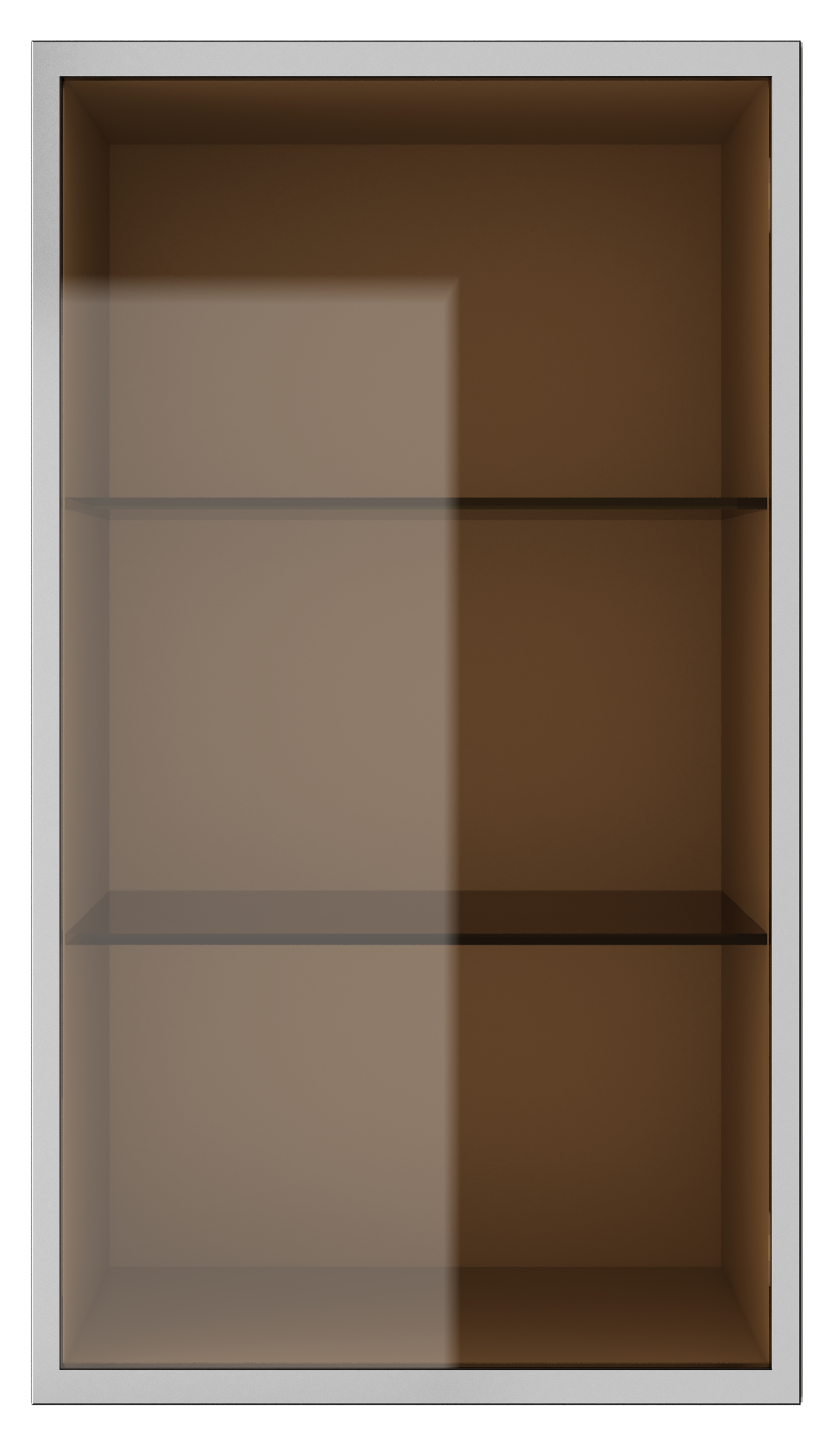 Aluminium-vitrinlucka med mörkt glas