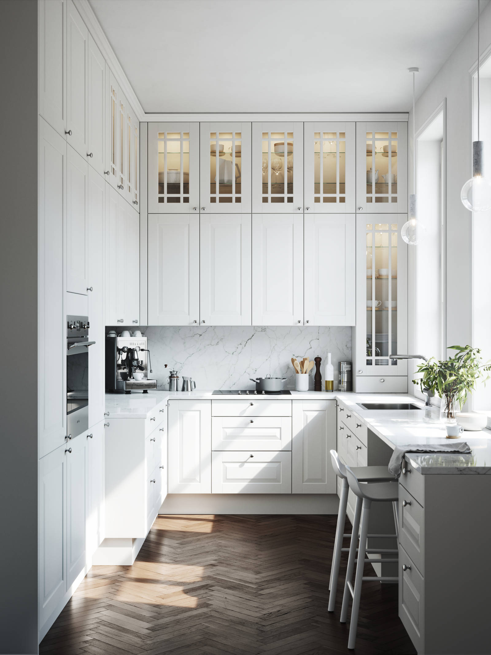 Eksklusivt tradisjonskjøkken med herskapelig preg. Klassiske speilfronter med fylling og markerte profilspor som gir dybdevirkning og skyggespill. Herregaard leveres med fronter i MDF eller eik.