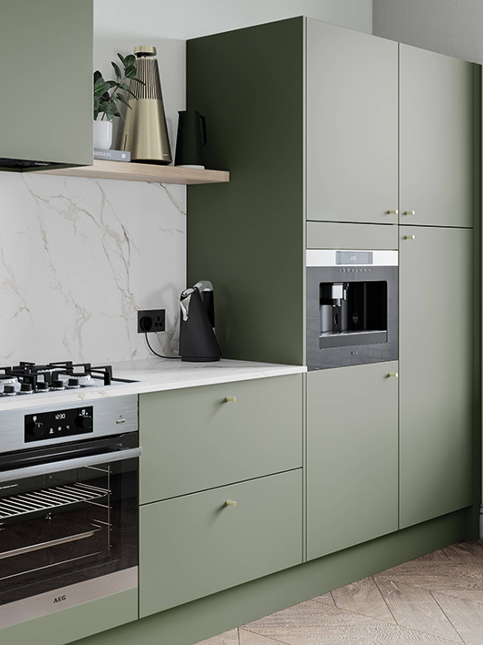 Soho from Magnet. Bold slab doors style this premium contemporary kitchen design available in 20 colours.