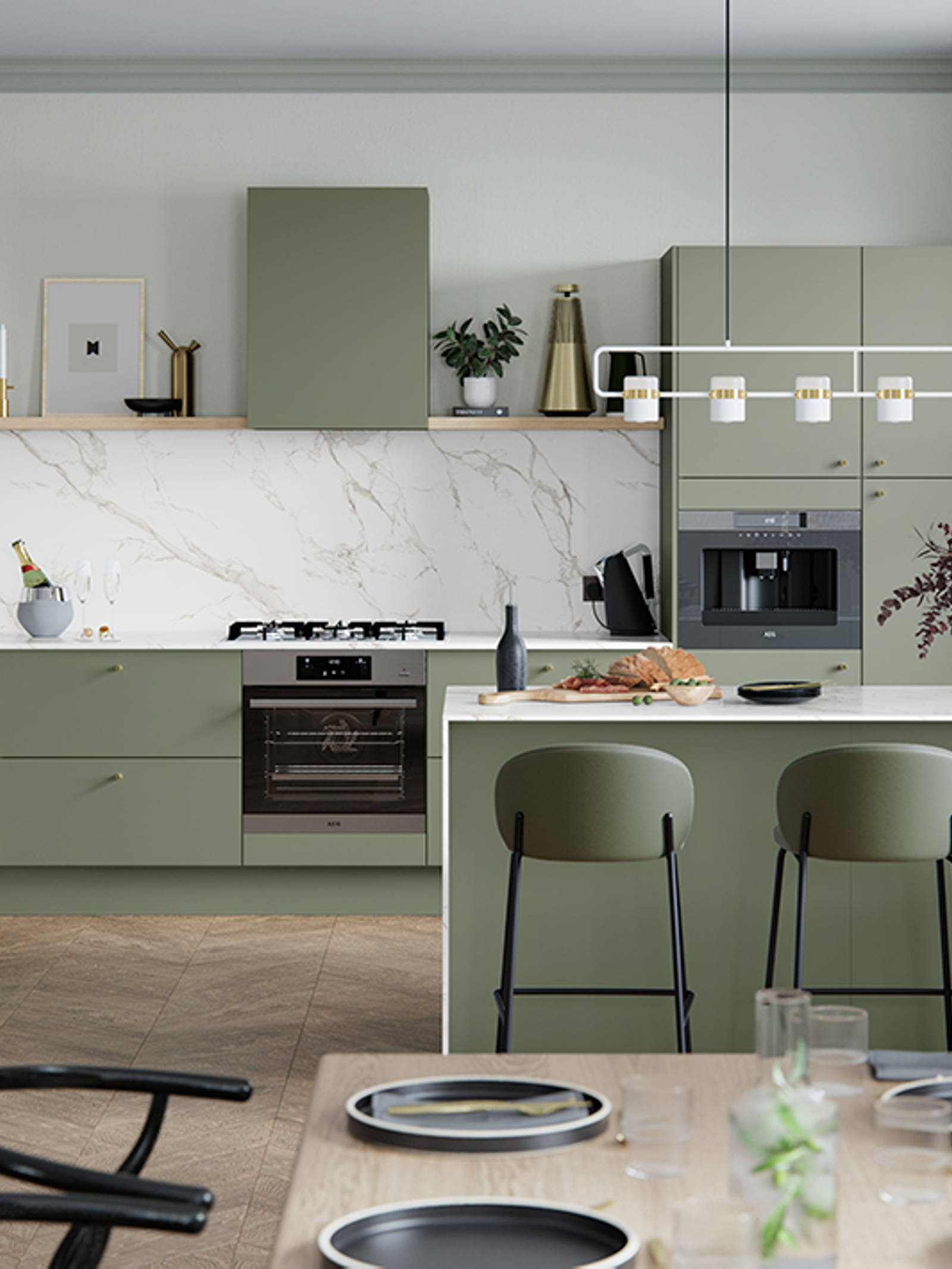 Soho from Magnet. Bold slab doors style this premium contemporary kitchen design available in 20 colours.