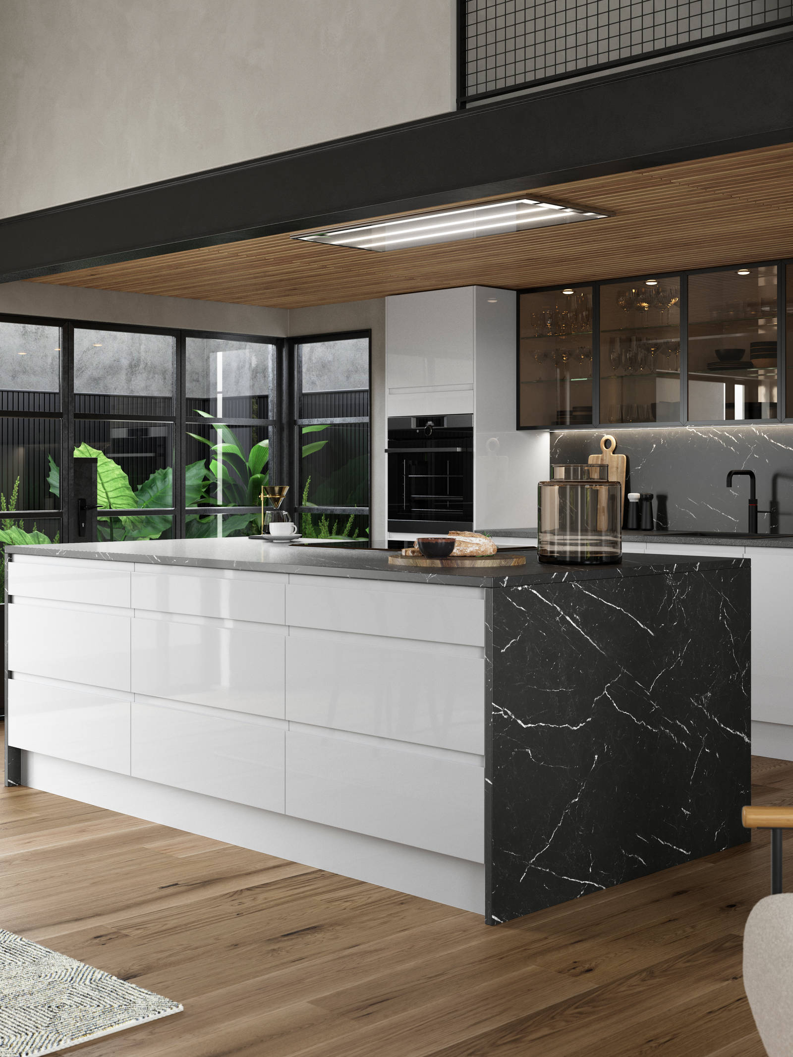 Luna Kitchen from Magnet. An affordable handless look with integrated J Pull doors for a stylish and modern look.