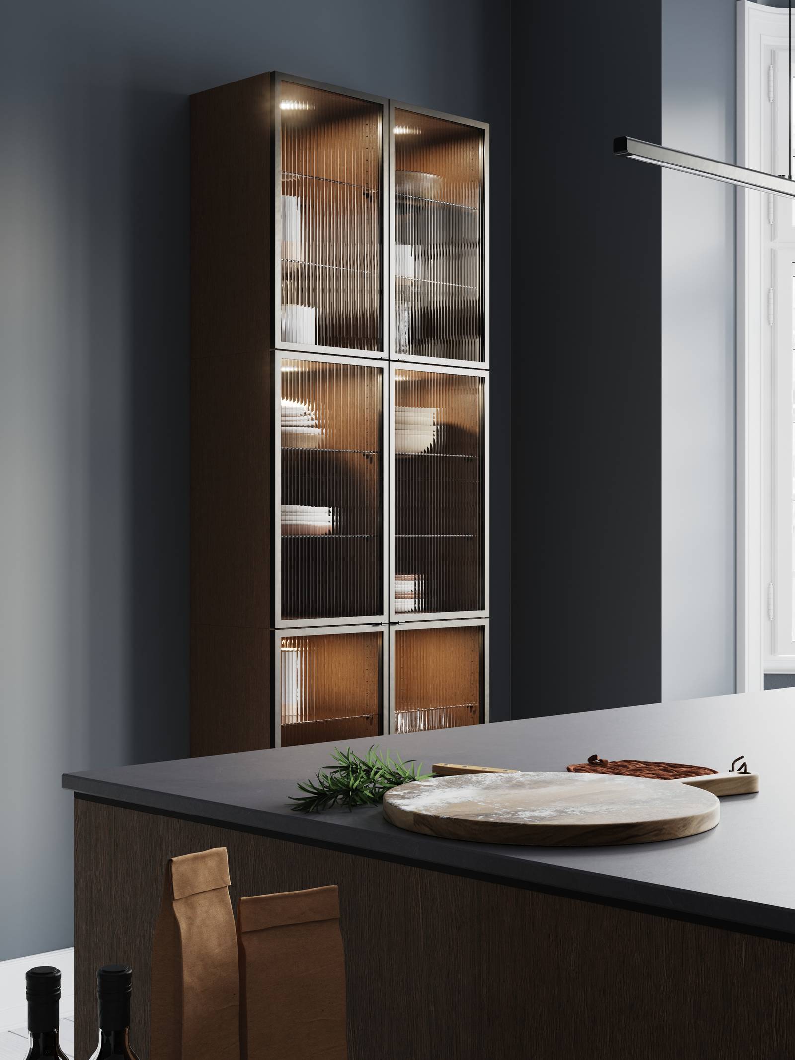 Norema kjøkken Design Akse vitrinedører