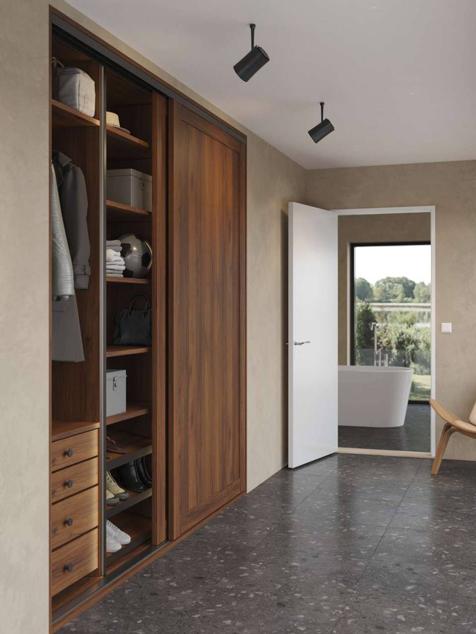 Ingenting er mer arealeffektivt og plassbesparende enn en skyvedørsgarderobe. Skyvedører kan brukes overalt - i stua, entréen, soverommet eller vaskerommet. Skreddersydde skapløsninger gir vanligvis 30-50% mer skap- og oppbevaringsplass.