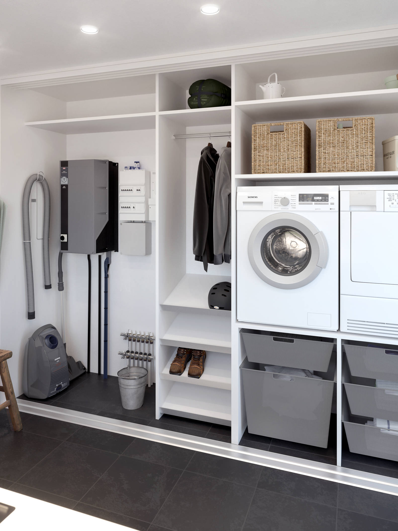 Vaskerrom garderobeskap med skyvedører