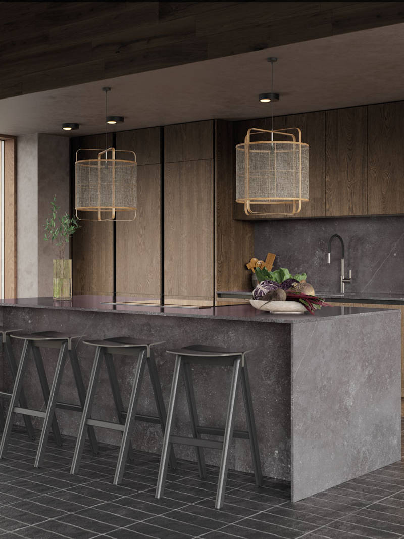 Integra Nordic Nature. Modern kitchen concept with a sleek handless design and fluted oak effect wood doors