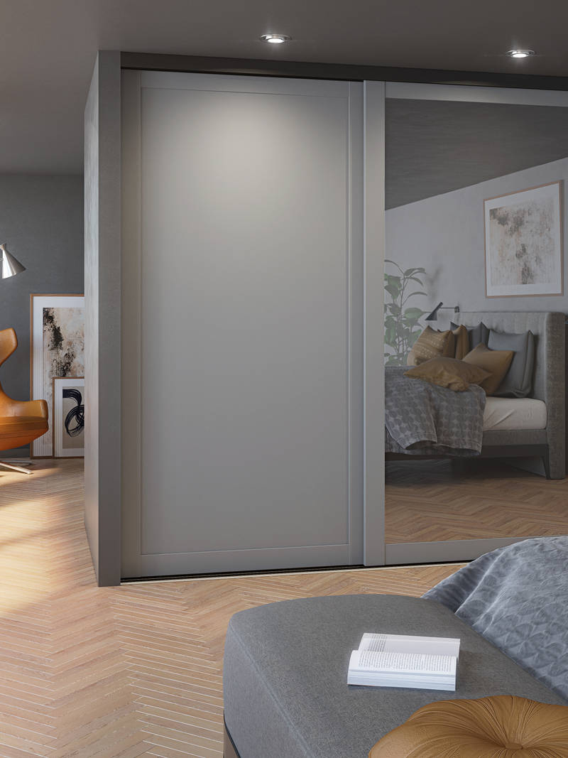 Skydedørmodell Invita 2 grå og spejl