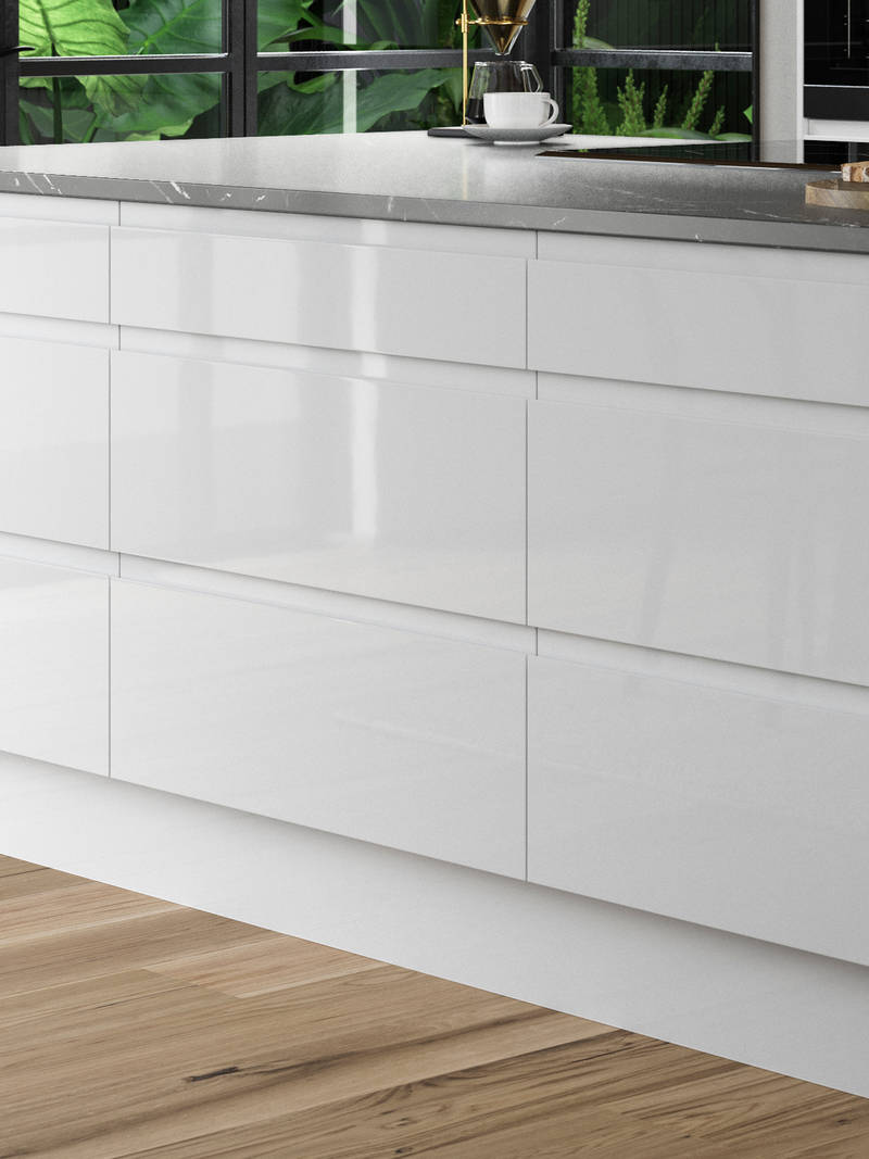 Modern handleless gloss white kitchen Luna from Magnet