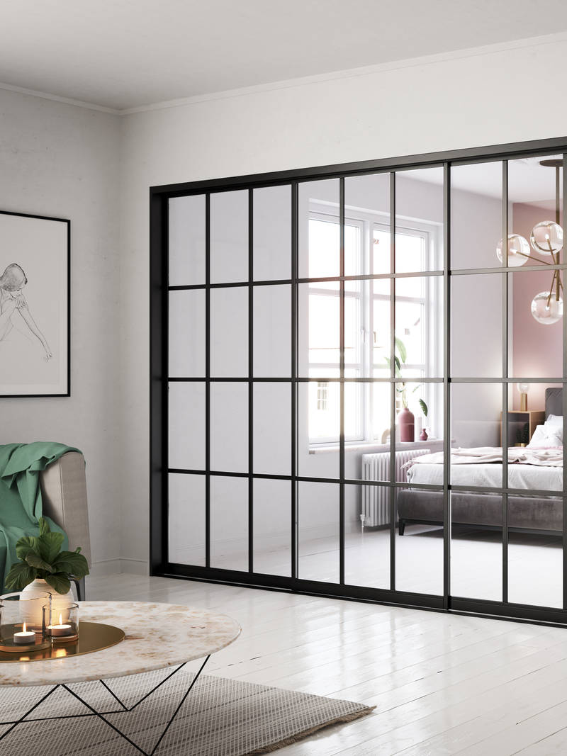 Hverdagsrom med glass skyvedører