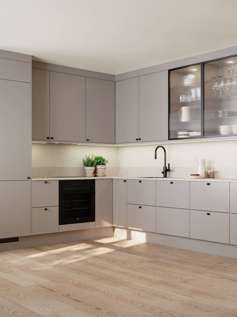 Vidde er et kjøkken i melamin, som er svært holdbart og robust. Med Vidde får du et stilrent design og praktiske overflater som tåler daglig bruk. Perfekt for en aktiv hverdag – og like lekkert år etter år.