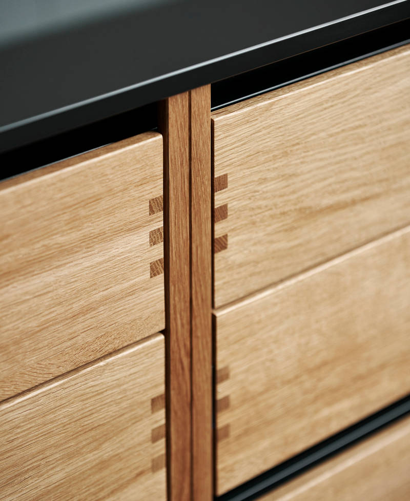 Glød fingertappet massiv eg træskuffer