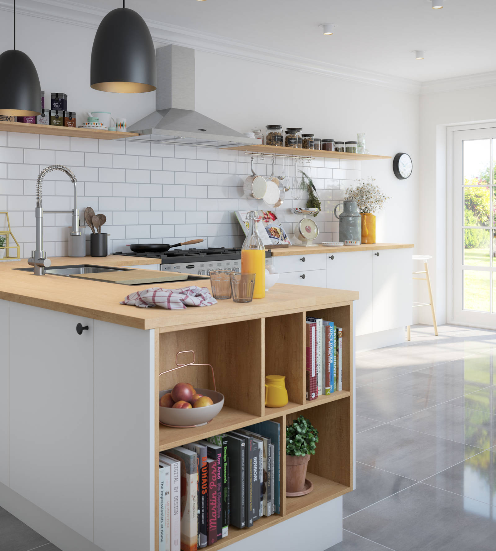 Nova by Magnet. Affordable slab door kitchen available in matt and super glass. 6 colours to choose from.