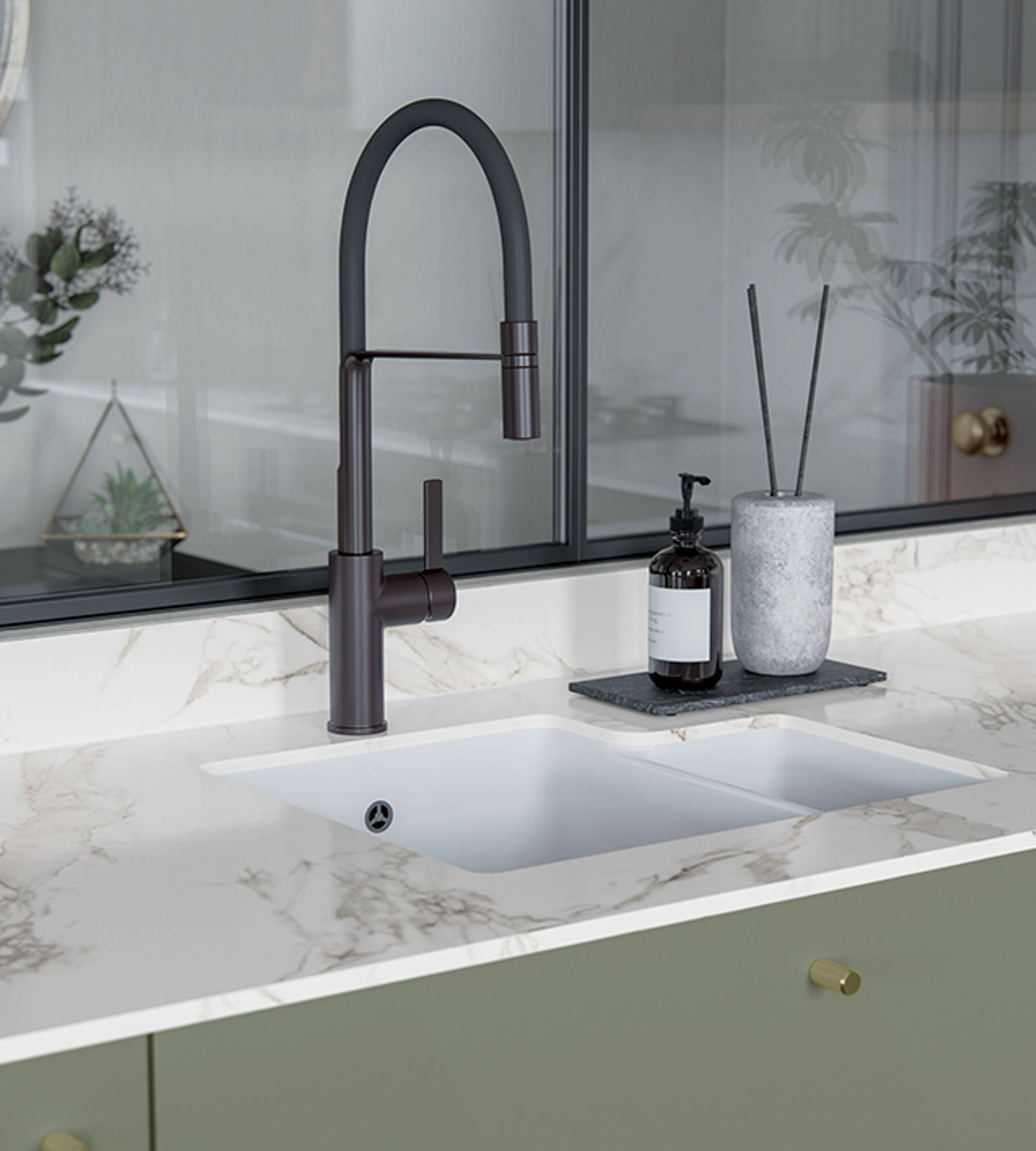 Soho from Magnet. Bold slab doors style this premium contemporary kitchen design available in 20 colours.