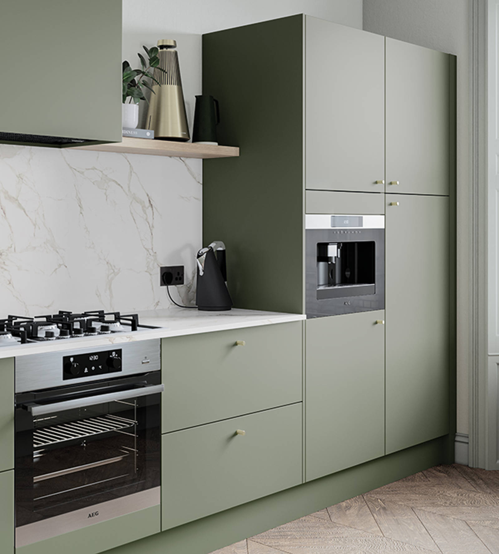 Soho from Magnet. Bold slab doors style this premium contemporary kitchen design available in 20 colours.